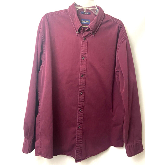 Club Room Men's Shirt Burgundy 100 Cotton Big Tall Size XL Super Soft Twill - Picture 1 of 7